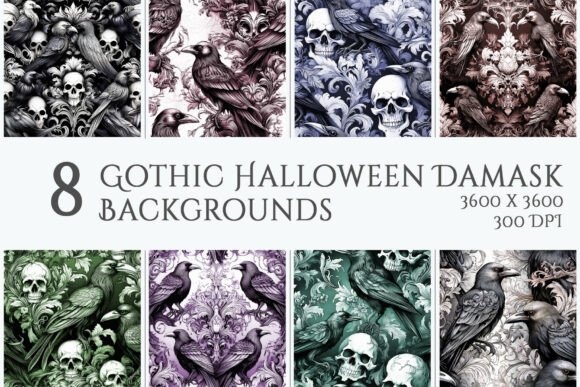 Download Seamless Halloween Damask Set - Damask Collection