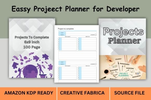 Download Blue Color Projects Planner KDP + COVER - Premium Resources