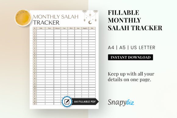 Download Monthly Salah Printable Planner PDF - Printable planner Collection
