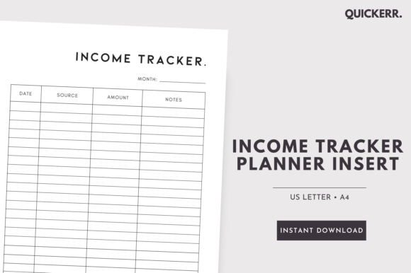 Download Income Tracker Printable Planner Insert - Printable planner Collection