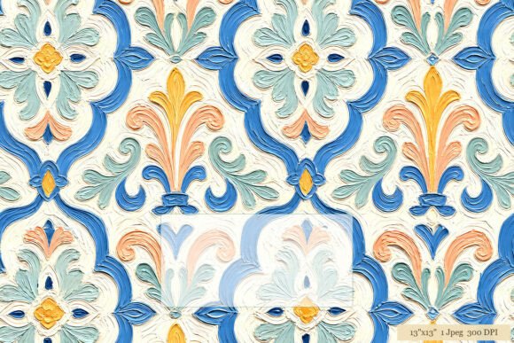 Download Mediterranean Tile Damask Blue Floral - Damask Collection