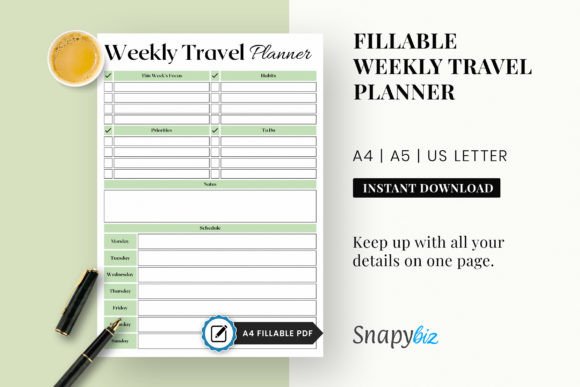 Download Weekly Roadtrip Printable Planner PDF - Printable planner Collection
