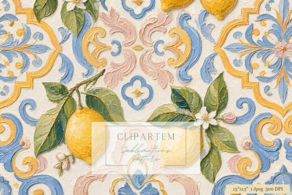 Download Lemon Tile Damask Sublimation Pattern - Damask Collection