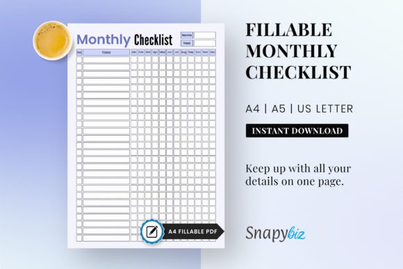 Download Monthly Checklist Printable Planner PDF - Printable planner Collection