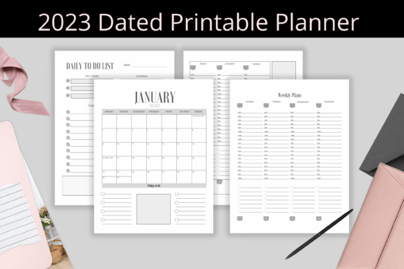 Download 2023 Dated Printable Planner PDF KDP - Printable planner Collection