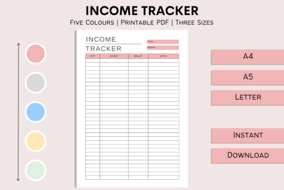 Download Income Tracker Printable Planner Insert - Printable planner Collection