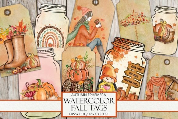 Download Watercolor Fall Tags - Fall tags Collection