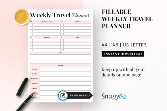 Download Weekly Travel Printable Planner - Printable planner Collection